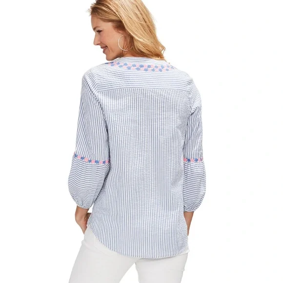 Vineyard Vines Embroidered Seersucker Striped Tunic Women’s Size XS - Picture 10 of 10